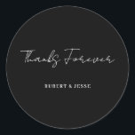 Adesivo Redondo Handwritten Black Wedding Thank You Sticker<br><div class="desc">Add a personal touch to your wedding stationery with this handwritten black wedding thank-you sticker. Featuring classic round design and elegant script, these stickers are perfect for sealing envelopes, gift bags, or favors with timeless style.</div>