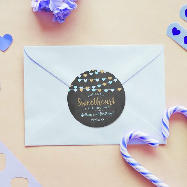 Adesivo Redondo Hang Love Hearts Little Sweetheart Aniversário (Criador carregado)