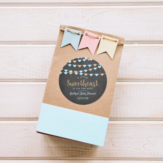 Adesivo Redondo Hang Love Hearts Little Sweetheart Chá de fraldas (Criador carregado)