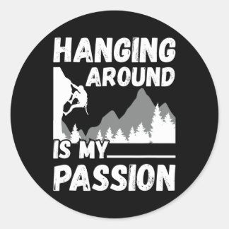 Adesivo Redondo Hanging Around Rock Climber Mountain Climbing Rock