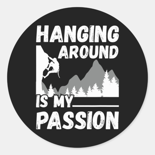 Adesivo Redondo Hanging Around Rock Climber Mountain Climbing Rock (Frente)