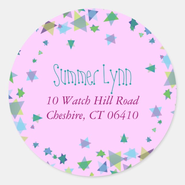 Adesivo Redondo HANGING HEBREW LETTER Baby Naming Endereço de devo (Frente)