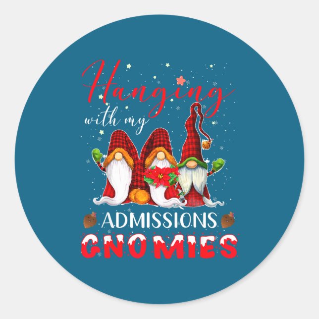 Adesivo Redondo Hanging With My Admissions Gnomies Christmas Direc (Frente)