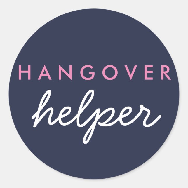 Adesivo Redondo Hangover Helper Weding Favor Sticker Marinho Rosa (Frente)