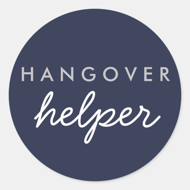 Adesivo Redondo Hangover Helper Weding Favor Sticker Marinho Silve (Frente)