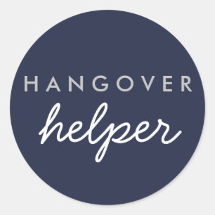 Adesivo Redondo Hangover Helper Weding Favor Sticker Marinho Silve