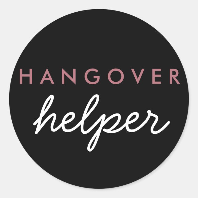 Adesivo Redondo Hangover Helper Weding Favor Sticker Rosa Dourado (Frente)