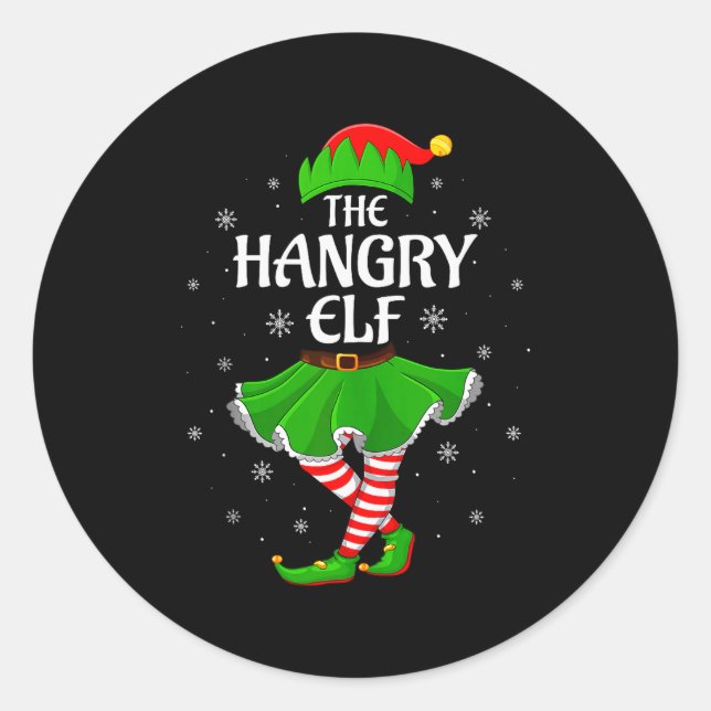 Adesivo Redondo Hangry Elf Christmas Family Girls Women Elf Squad  (Frente)