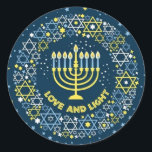 Adesivo Redondo Hannukah Menorah<br><div class="desc">Celebrar Hanukkah</div>