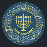 Adesivo Redondo Hannukah Menorah<br><div class="desc">Celebrar Hanukkah</div>