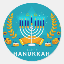 Adesivo Redondo Hannukah Menorah