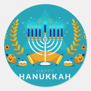Adesivo Redondo Hannukah Menorah