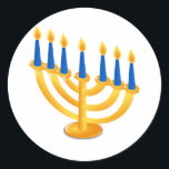 Adesivo Redondo Hannukah Menorah<br><div class="desc">Hanukkah Menorah. Perfeito para celebrar Hanukkah! Você sabia? Você pode personalizar este item clicando em "Personalizar"! Para obter mais itens de feriado de excelente,  consulte o OneStopHolidayShop em http://www.zazzle.com/onestopholidayshop?rf=238731952171470542. Você também pode acompanhar esta loja no Twitter em https://twitter.com/HDayShop para se manter atualizado sobre novos produtos!</div>