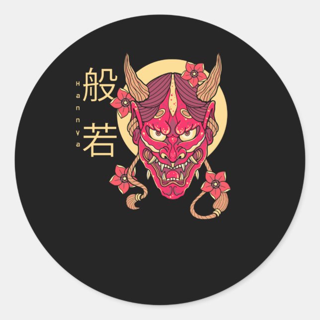 Adesivo Redondo Hannya Mask (Frente)