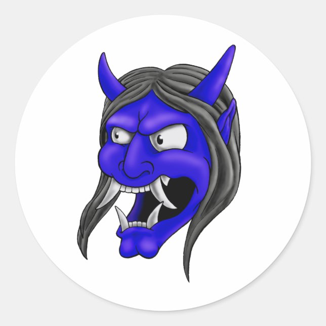 Adesivo Redondo Hannya Mask Japonês (Frente)
