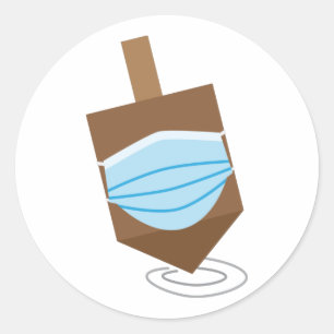 Adesivo Redondo Hanukkah 2020 - Topo girando com máscara facial