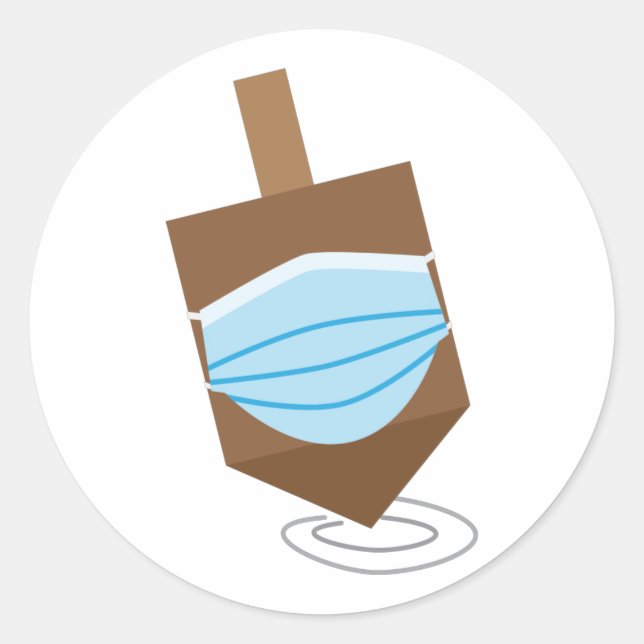 Adesivo Redondo Hanukkah 2020 - Topo girando com máscara facial (Frente)