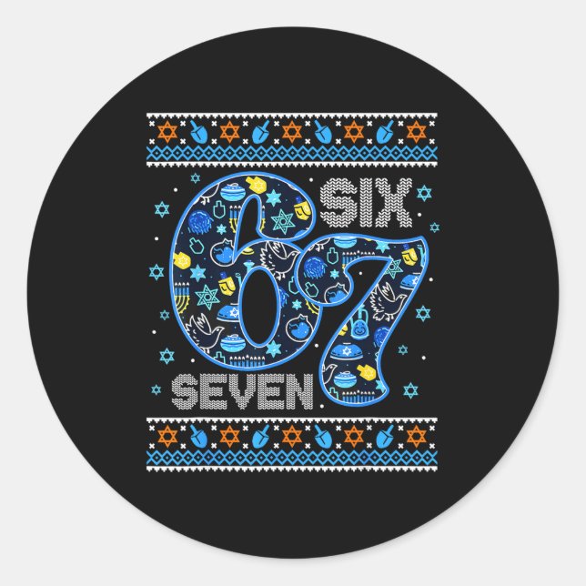 Adesivo Redondo Hanukkah 67 Festive Dreidel Ugly Sweater For Men W (Frente)