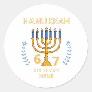 Adesivo Redondo Hanukkah 67 Seis Sete Meme