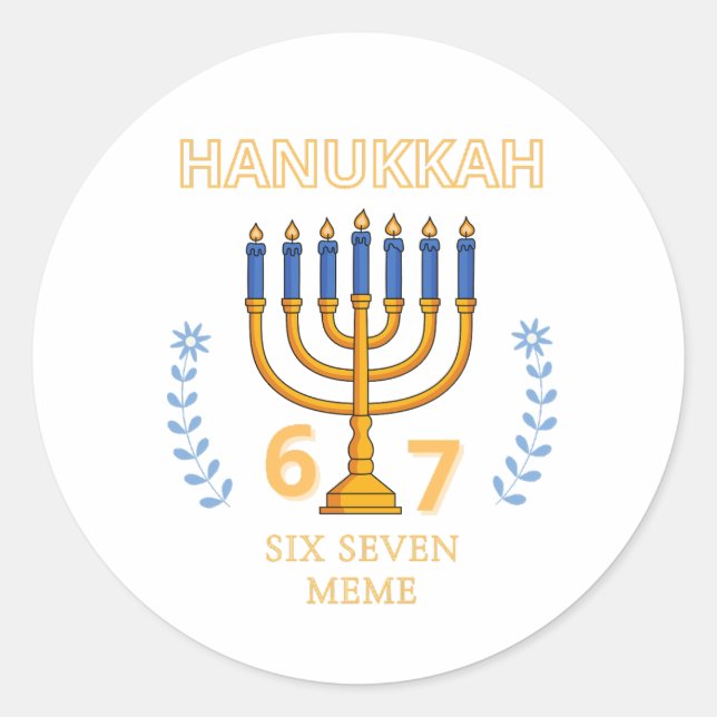 Adesivo Redondo Hanukkah 67 Seis Sete Meme (Frente)