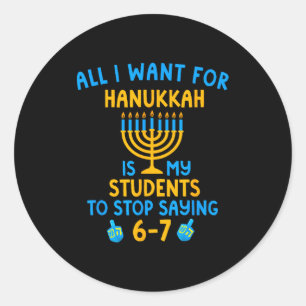 Adesivo Redondo Hanukkah Alunos Dizendo 6-7 67 Seis Sete Hebraico 