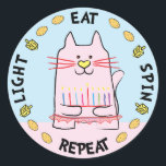 Adesivo Redondo Hanukkah CAT Stickers "Light, Coma, Gire, Repete"<br><div class="desc">Chanucá/Chanukah CAT Holiday autocolantes, "Light, Coma, Spin, Repeat" Enfim, eu escrevo, Chanukah é um dos meus feriados favoritos. Divirta-se usando esses adesivos como topos de bolo, etiquetas de presentes, fechos de malas de favor ou qualquer que seja a sua festa! Obrigados para parar e comprar! Seu negócio é muito apreciado!...</div>