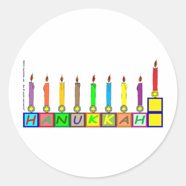 Adesivo Redondo Hanukkah Crianças bloqueia menorah (Frente)