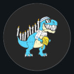 Adesivo Redondo Hanukkah Dinosaur Menorawr Saurus Rex Chanukah<br><div class="desc">Hanukkah Dinosaur Menorawr Saurus Rex Chanukah</div>