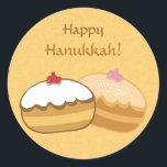 Adesivo Redondo Hanukkah doce feliz<br><div class="desc">Hanukkah - design feito sob encomenda original & criativo de Hanukkah feliz do presente. Você pode adicionar ou suprimir do texto,  pia batismal do texto da mudança,  tamanho,  alinha e cores.</div>