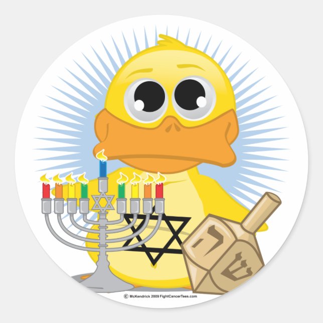 Adesivo Redondo Hanukkah Duck (Frente)