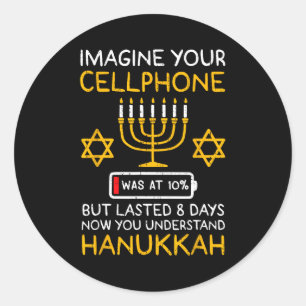 Adesivo Redondo Hanukkah Engraçado Imagine Seu Celular Chanukah Ju
