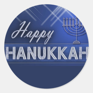 Adesivo Redondo Hanukkah feliz