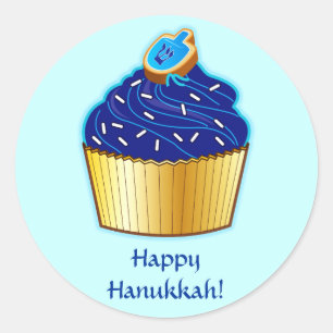 Adesivo Redondo Hanukkah feliz: Cupcake com biscoito