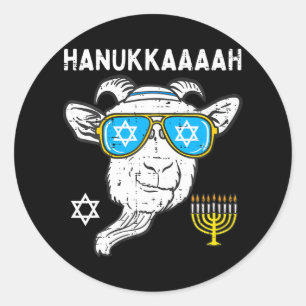 Adesivo Redondo Hanukkah Goat Chanukah, fazendeiro judeu de Fazend