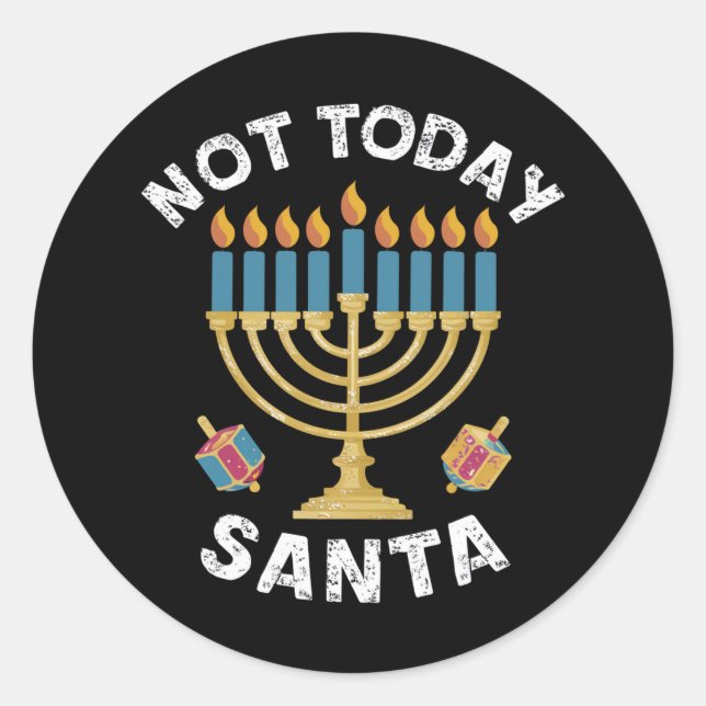 Adesivo Redondo Hanukkah Hoje Não Papai noel o judeu Chanukah (Frente)