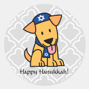 Adesivo Redondo Hanukkah Jewer Labrador Retriever Puppy Dog