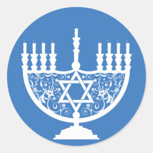 Adesivo Redondo Hanukkah Menorah