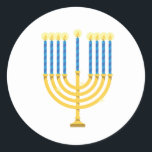 Adesivo Redondo Hanukkah Menorah<br><div class="desc">Celebre Hanukkah com este Menorah com velas.</div>