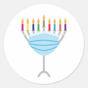 Adesivo Redondo Hanukkah Menorah com máscara