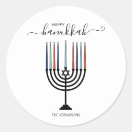 Adesivo Redondo Hanukkah Menorah Holiday Sticker