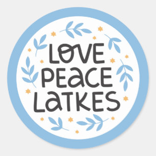 Adesivo Redondo Hanukkah Peace and Latkes Sticker