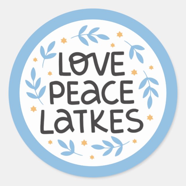 Adesivo Redondo Hanukkah Peace and Latkes Sticker (Frente)