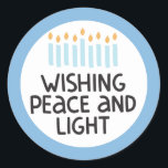 Adesivo Redondo Hanukkah Peace and Light Sticker<br><div class="desc">Design de Hanukkah.</div>