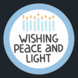 Adesivo Redondo Hanukkah Peace and Light Sticker<br><div class="desc">Design de Hanukkah.</div>