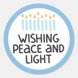 Adesivo Redondo Hanukkah Peace and Light Sticker