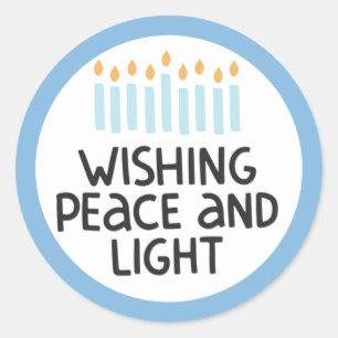 Adesivo Redondo Hanukkah Peace and Light Sticker