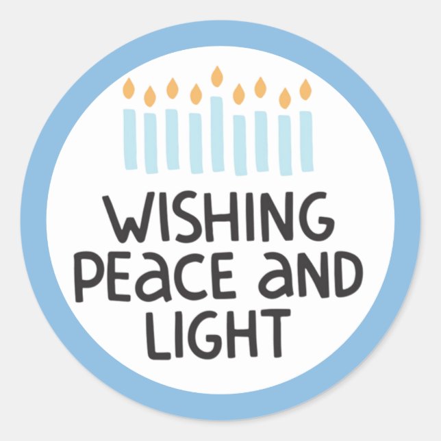 Adesivo Redondo Hanukkah Peace and Light Sticker (Frente)