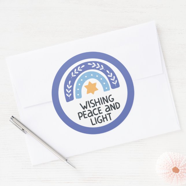 Adesivo Redondo Hanukkah Peace Light Sticker (Envelope)