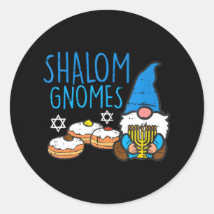 Adesivo Redondo Hanukkah Shalom Gnomos Engraçado Chanukah Judeu