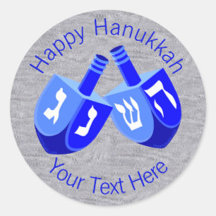 Adesivo Redondo Hanukkah Sonha Com Design Azul De Crianças Cheias